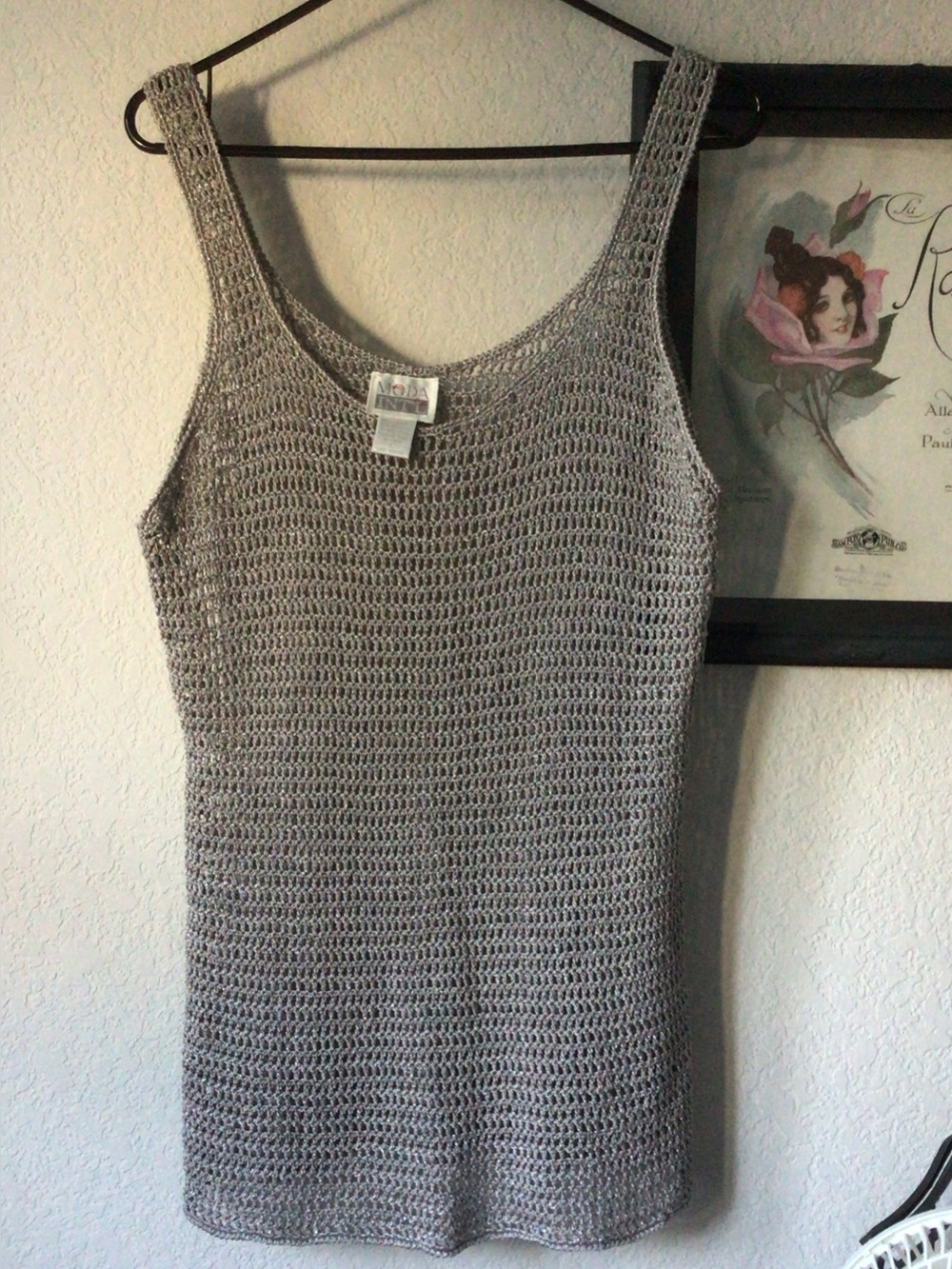 Moda International Gray Crochet Knit Tank Top